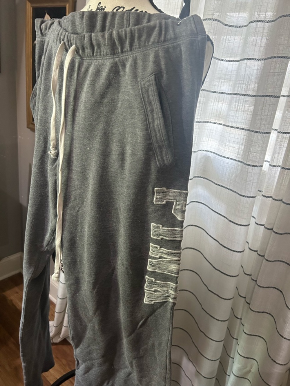Pink Victoria Secret Gray Drawstring Sweatpants - Picture 2 of 4